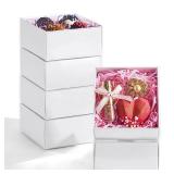 50PCS 4x4x2Inch White Drawer-Style Gift Boxes for Macarons, Cookies, Chocolate Truffles and Donuts - Christmas Party Favors, Holiday Treat Boxes, Bakery Packaging Party FavorsandHoliday Celebrate