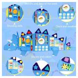 Oirtmiu Dinosaur Montessori Busy Board for Kids: 16 Activities Sensory Wall for Baby 6-12 Months 2 3 4 5 Years - Fine Motor Skills and Early Learning Toys for Toddlers