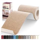 Cahomo Linen Repair Tape 4x79 inch, Self Adhesive Fabric Patches, Linen Patch Tape Kit, Fabric Repair Tape for Couch Sofas, Headboards, Chairs, Pillows, Curtains, Couches - Dark Beige
