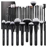 Daily Queen 29pcs Black Professional Makeup Brush Set Kabuki Powder Concealers Eye shadows Blush Eyeliner Eyebrow Contour Eye blending Brushes (29pcs brush)