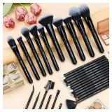 Daily Queen 29pcs Black Professional Makeup Brush Set Kabuki Powder Concealers Eye shadows Blush Eyeliner Eyebrow Contour Eye blending Brushes (29pcs brush)