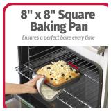 GoodCook MegaGrip Baking Pan with Silicone Grip Handles Square Non-Stick Heavy-Gauge Steel Cake Pan Baking Dish for Brownies Bread Cake Baked Goods and More, Dishwasher Safe, 8x8-Inch,