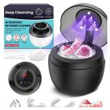 Ultrasonic Retainer Cleaner Machine, Denture Cleaner for Mouth Guard, Night Guard, Aligner, Dentures,Braces, Jewelry, 45kHz 250ML UV Ultrasonic Denture cleaner Ultra Sonic Cleaning for Retainers Black