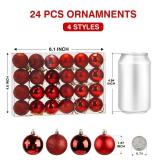 Aitsite 24ct Christmas Tree Ornaments Set 1.57 inches Mini Shatterproof Holiday Ornaments Balls for Christmas Decorations (Red)