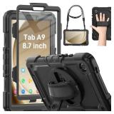 HXCASEAC Case for Samsung Galaxy Tab A9/A11 8.7 Inch, Protective with Screen Protector/Hand Strap/Pen Holder, Shockproof Samsung A9 A11 Tablet Case 8.7ftft (SM-X110 SM-X115 SM-X130 SM-X133) - Black