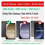 HXCASEAC Case for Samsung Galaxy Tab A9/A11 8.7 Inch, Protective with Screen Protector/Hand Strap/Pen Holder, Shockproof Samsung A9 A11 Tablet Case 8.7ftft (SM-X110 SM-X115 SM-X130 SM-X133) - Black