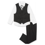 Van Heusen 4-Piece Formal Dresswear Vest Set, Black/Red Stripe, 3T (white dress shirt only)