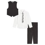 Van Heusen 4-Piece Formal Dresswear Vest Set, Black/Red Stripe, 3T (white dress shirt only)