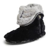 Dearfoams womens Beth Furry Foldover Boot Slipper, Black, X-Large US