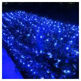12ft x 5ft 360 LED Christmas Net Lights, 8 Modes Waterproof With Timer Low Voltage Connectable Mesh Lights for Trees, Bushes, Shurb, Garden, Outdoor Decoration(2 Pack, Green Wire, Blue)