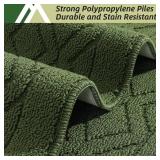 COSY HOMEER 48x20 Inch/30X20 Inch Kitchen Rug Mats Made of 100percent Polypropylene 2 Pieces Soft Kitchen Mat Specialized in Anti Slippery and Machine Washable for Home Kitchen,Green