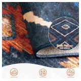 Area Rug 5x7 Rug Machine Washable Non-Slip Low Pile Print Pattern Western Rug for Living Room Bedroom Entryway Tribal Series -Darkblue