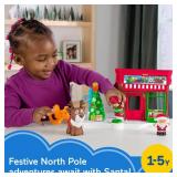 Fisher-Price Little People Toddler Toys Christmas Wonderland Toy Set with Santa Elf and Reindeer Figures for Ages 1+ Years
