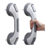 TAILI Shower Grab Bar, 2 Pack 12 Inch Suction Grab Bars for Bathtubs and Showers for Elderly, Shower Handle for Seniors Bathroom Safety Grip, No Drilling Removable,Grey