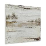 Yihui Arts Rustic Farmhouse Tree Wall Art - Hand Painted Landscape Painting with Gold Foil Accents and Textured Square Canvas - Nature Artwork for Vintage Decor