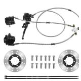 PRO BAT Front Hydraulic Twin Disc Brake Calipers Disk Rotor System for 150cc 200cc 250cc PIT Trail Dirt Quad Bike ATV Go Kart Buggy (Left Hand Brake Lever)