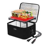 Aotto Portable Oven, Electric Lunch Box Food Heater - 12V/24V/110V 3-in-1 Car Food Warmer - Mini Personal Microwave Heated Lunch Box Warmer for Car, Truck, Travel, Office and Home Use - Black