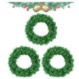 Artificial Christmas Wreath, Green Christmas Wreath?12 Inch Canadian Pine Artificial Christmas Wreath Gifts for Christmas Party Decor, Front Door Wreath, Unlit, Pack of 3 (3, Green 12inch)