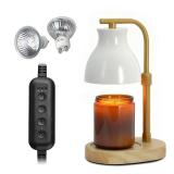 SOKCVSEA Candle Warmer Lamp - Candle Lamp Warmer with Timer, Birthday Gifts for Mom Women, House Warming Gifts New Home Decor,Wax Melt Warmer with 2 Bulbs F.White Gold