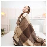 YOUR MOON 100percent Pure Wool Queen Size, Australian Organic Natural Wool Blankets, Hypoallergenic Blanket for Bed, Medium Weight(Coffee, 90 * 90)