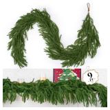 9 Ft Christmas Norfolk Pine Garland, Christmas Garland for Christmas Decorations- 100 Branches Greenery Garland for Holiday, Fireplace, Mantle, Window, Stairs, Indoor, Outdoor Decor