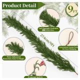 9 Ft Christmas Norfolk Pine Garland, Christmas Garland for Christmas Decorations- 100 Branches Greenery Garland for Holiday, Fireplace, Mantle, Window, Stairs, Indoor, Outdoor Decor