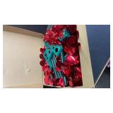 Aoriher 5 ft Pre-lit Pop up Christmas Tinsel Tree Decor Reusable Collapsible Artificial Sequins Slim Pencil Tree with Colorful String Lights for Holiday Party Home Indoor Outdoor(Red)