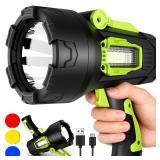Rechargeable Spotlight?99,000 Lumens Super Bright LED SpotLights Flashlight, 10000?Ah Spot Lights Long Runtime Waterproof ?Spot Light Outdoor Handheld with Cob Light and Foldable Tripod for Camping