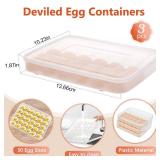 FACULX 3 Pack Deviled Egg Containers with Lid and 8 Pcs Deviled Egg Injector Piping Tool, Egg Organizer for Refrigerator, Fridge Stackable Countertop Portable Egg Platter (transparent-3 packs)