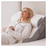 Ruqmuis 3PCS Wedge Pillow Set for After Surgery, Adjustable Back Pillow for Bed Sitting up, Acid Reflux, Bed Wedge Pillow Headboard for Sleeping and Snoring, Orthopedic Pillow for Post Surgery, White