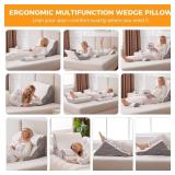 Ruqmuis 3PCS Wedge Pillow Set for After Surgery, Adjustable Back Pillow for Bed Sitting up, Acid Reflux, Bed Wedge Pillow Headboard for Sleeping and Snoring, Orthopedic Pillow for Post Surgery, White