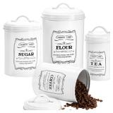 yarlung Set of 4 Kitchen Canisters with Airtight Lids, Coffee Tea Sugar Flour Tin Jars Nesting Food Storage Container Set for Farmhouse Decor, 4 Sizes