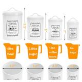 yarlung Set of 4 Kitchen Canisters with Airtight Lids, Coffee Tea Sugar Flour Tin Jars Nesting Food Storage Container Set for Farmhouse Decor, 4 Sizes