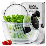 Joined Salad Spinner with Storage Lid, Drain, Bowl, and Colander - Quick and Easy Multi-Use Lettuce Spinner, Vegetable Dryer, Fruit Washer, Pasta and Fries Spinner - 3.7 Qt