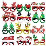 JoFAN 12 Pack Christmas Glasses Glitter Glasses Frames Costume Accessories for Christmas Decorations Party Favors Stocking Stuffers Party Supplies