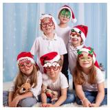 JoFAN 12 Pack Christmas Glasses Glitter Glasses Frames Costume Accessories for Christmas Decorations Party Favors Stocking Stuffers Party Supplies