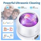 2025 Upgraded Ultrasonic Retainer Cleaner Machine,Separate Retainer Cleaner for Night Guards, Braces, Aligner, Jewelry, 4 Modes Denture Cleaner and Removable Base and Top Cover(White)