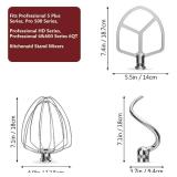 LETOMS Stainless Steel Attachments 3-Piece for KitchenAid 5.5-6 QT Bowl-Lift Stand Mixer and Mixing Bowl,Includes Wire Whisk, Flat Beater, Dough Hook,Dishwasher Safe and Heavy Duty