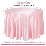 Ruisita 120 Inches Round Satin Tablecloths Light Pink Overlay Round Satin Table Cover Bright Silk Tablecloth Smooth Fabric Tablecloth for Wedding Banquet Table Decoration