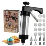 Stainless Steel Cookies Press, Cookies Press for Baking,Cookie Press Gun Kit with 13 Cookie Discs and 8 Piping Tips for DIY cake Maker Decorating Baking Supplies