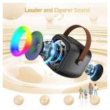 Mini Karaoke Machine, Portable Bluetooth Karaoke Speaker with 2 Wireless Microphones and Party Lights for Kids and Adults, Birthday Gifts for Girls Boys Family Home Party