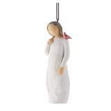 Willow Tree Messenger Ornament, Red Cardinal on Figures Shoulder, Bringing Comfort and Love from Afar, A Reminder That Those we Love are Always with us, Sculpted Hand-Painted Ornament