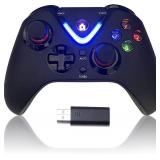 ROTOMOON Wireless Game Controller with LED Lighting Compatible with Xbox One S/X, Xbox Series S/X Gaming Gamepad, Remote Joypad with 2.4G Wireless Adapter, Rechargeable Battery