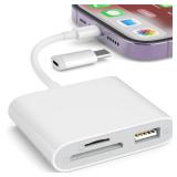 SZHAIYIJIN SD Card Reader for iPhone, Memory Card Reader with USB Camera Adapter Plug and Play Trail Game Camera Viewer Supports SD and TF Card MicroSD Card Adapter for iPad No App Required