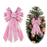 Large Christmas Wreath Bow Christmas Decor Bow Pink White Candy Cane Ribbon Bows for Wreath, New Year Tree Topper Bows for Wedding Party Holiday Indoor Outdoor Decor Home Wreath Ornament Supplies