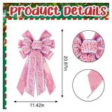 Large Christmas Wreath Bow Christmas Decor Bow Pink White Candy Cane Ribbon Bows for Wreath, New Year Tree Topper Bows for Wedding Party Holiday Indoor Outdoor Decor Home Wreath Ornament Supplies