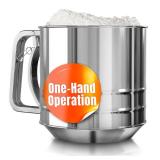 5 Cup Flour Sifter for Baking  Large Capacity Flour Sifter Stainless Steel with Double Mesh, Easy One-Hand Use and Dishwasher Safe  Baking Tools for Sifting Powdered Sugar, Cocoa and Valentine Coo