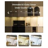 Under Cabinet Lighting 8 Inches Rechargeable Motion Sensor Light Indoor, 3 Color Dimmable Closet Light Battery Operated, USB Stick on LED Magnetic Under Counter Lights for Kitchen Stair, 3 Packs