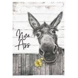 Funny Donkey Sunflower Bathroom Wall Art Metal Tin Sign Bathroom Wall Decor Nice Ass Farmhouse Bathroom Sign for Toilet Restroom Washroom Decor Gifts Vintage Retro Poster Plaque Donkey Accessories Far