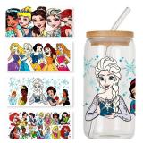 4 Sheets UV DTF Cup Wraps, Waterproof Tumbler Decal Stickers for Glass Cups, Cartoon Design, DIY Heat Transfer Vinyl Stickers for Cups (Yellow)